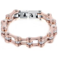***COI Titanium Rose Silver Cubic Zirconia Bracelet With Steel Clasp(Length: 8.27 inches)-00242AA
