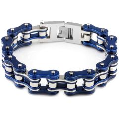 ***COI Titanium Blue Silver Bracelet With Steel Clasp(Length: 8.86 inches)-00247AA