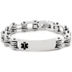 ***COI Titanium Medical Alert Cubic Zirconia Bracelet With Steel Clasp(Length: 8.27 inches)-00250AA