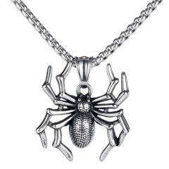 ***COI Titanium Black Silver Spider Pendant-00251AA
