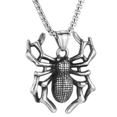 ***COI Titanium Black Silver Spider Pendant-00258AA