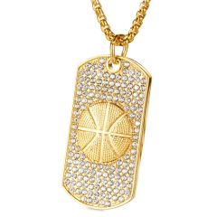 ***COI Gold Tone Titanium Basketball Pendant With Cubic Zirconia-00259AA