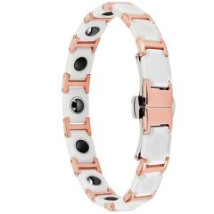 ***COI Rose Titanium White Ceramic Bracelet With Steel Clasp(Length: 8.46 inches)-00262AA