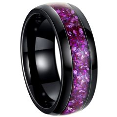 ***COI Black Titanium Purple Amethyst Dome Court Ring-00271AA
