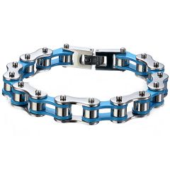 ***COI Titanium Blue Silver Bracelet With Steel Clasp(Length: 8.46 inches)-00276AA