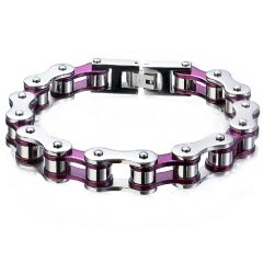 ***COI Titanium Purple Silver Bracelet With Steel Clasp(Length: 8.46 inches)-00277AA