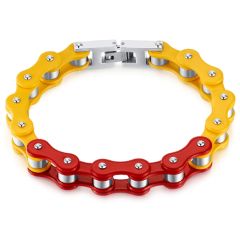 ***COI Titanium Red & Yellow Ceramic Bracelet With Steel Clasp(Length: 8.46 inches)-00280AA