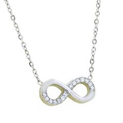 ***COI Titanium Gold Tone/Silver Infinity Necklace With Cubic Zirconia(Length:19.68 inches)-00295AA