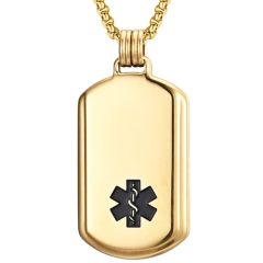 ***COI Titanium Black/Gold Tone/Silver Medical Alert Pendant-00303AA