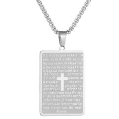 ***COI Titanium Gold Tone/Silver Cross Prayer Tag Pendant-00320AA