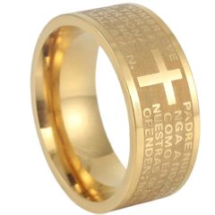 ***COI Gold Tone Titanium Cross Prayer Ring-00327AA