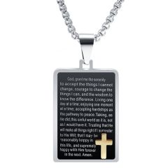 ***COI Titanium Black Gold Tone Silver Cross Prayer Pendant-00334AA