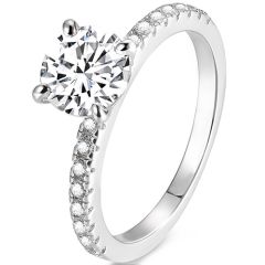 ***COI Sterling Silver 925 Solitaire Ring With Cubic Zirconia-00345AA