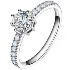 ***COI Sterling Silver 925 Solitaire Ring With Cubic Zirconia-00349AA