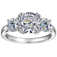 ***COI Sterling Silver 925 Solitaire Three Stones Ring With Moissanite-00361AA