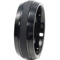 ***COI Tungsten Carbide Double Grooves Dome Court Ring-00377AA