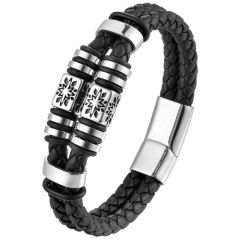 ***COI Titanium Stars & Celtic Genuine Leather Bracelet With Steel Clasp(Length: 8.27 inches)-00383AA