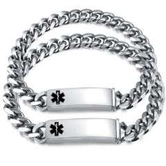 ***COI Titanium Medical Alert Bracelet With Steel Clasp(Length: 7.87 inches)-00396AA