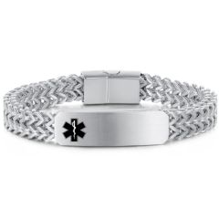 ***COI Titanium Black/Gold Tone/Silver Medical Alert Bracelet With Steel Clasp(Length: 8.66 inches)-00397AA