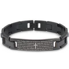 ***COI Black Titanium Cross Prayer Bracelet With Steel Clasp(Length: 8.27 inches)-00405AA