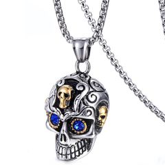 ***COI Titanium Black Gold Tone Silver Skull Pendant-00417AA