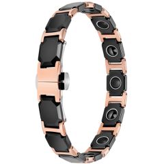***COI Titanium Rose Silver Black Ceramic Bracelet With Steel Clasp(Length: 8.27 inches)-00420AA