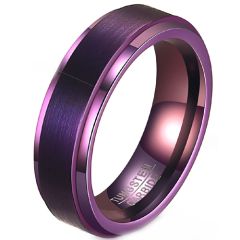 ***COI Purple Tungsten Carbide Step Edges Ring-00432AA
