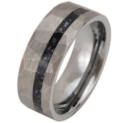 ***COI Tungsten Carbide Meteorite & Hammered Ring-00438AA