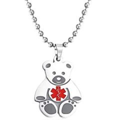 ***COI Titanium Medical Alert Bear Pendant-00452AA
