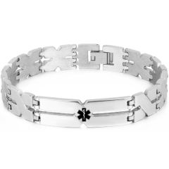 ***COI Titanium Medical Alert Bracelet With Steel Clasp(Length: 8.27 inches)-00461AA