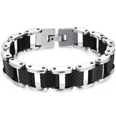 ***COI Titanium Black Rubber Bracelet With Steel Clasp(Length: 8.27 inches)-00464AA