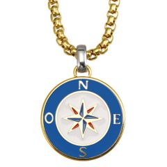 ***COI Titanium Gold Tone Silver Star Necklace(Length: 23.62 inches)-00471AA