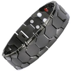 ***COI Titanium Black/Gold Tone/Silver Bracelet With Steel Clasp(Length: 8.27 inches)-00501AA