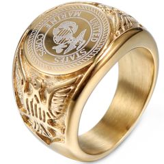 ***COI Titanium Black/Gold Tone/Silver Marine Corps Ring-00507AA