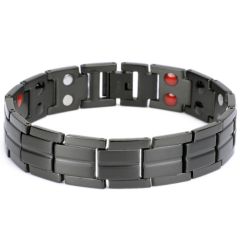 ***COI Titanium Black/Gold Tone/Silver Bracelet With Steel Clasp(Length: 8.46 inches)-00558AA