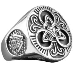 ***COI Titanium Black Silver Trinity Knots Celtic Ring-00565AA