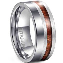 ***COI Titanium Offset Groove Ring With Wood-00567AA