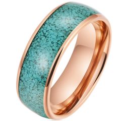 ***COI Rose Tungsten Carbide Dome Court Ring With Turquoise-00594AA