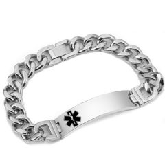 ***COI Titanium Gold Tone/Silver Medical Alert Bracelet With Steel Clasp(Length: 8.46 inches)-00608AA