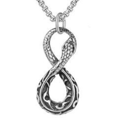 ***COI Titanium Black Silver Infinity Snake Pendant-00630AA