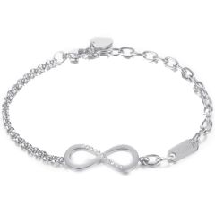 ***COI Titanium Gold Tone/Silver Infinity Bracelet With Cubic Zirconia and Steel Clasp(Length: 8.27 inches)-00638AA
