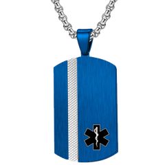 ***COI Titanium Black/Blue/Gold Tone Silver Medical Alert Tag Pendant-00660AA