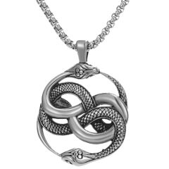 ***COI Titanium Black Silver Infinity Snake Pendant-00677AA