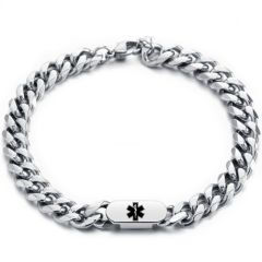 ***COI Titanium Medical Alert Bracelet With Steel Clasp(Length: 7.28 inches)-00684AA