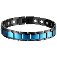 ***COI Titanium Black Blue Bracelet With Steel Clasp(Length: 8.46 inches)-00688AA
