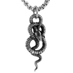 ***COI Titanium Black Silver Infinity Snake Pendant-00696AA