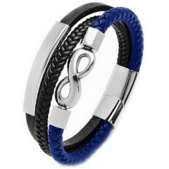 ***COI Titanium Infinity Genuine Leather Bracelet With Steel Clasp(Length: 8.85 inches)-00699AA