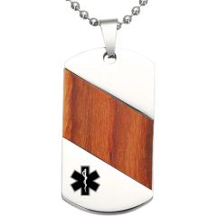 ***COI Titanium Medical Alert Pendant With Wood-00707AA