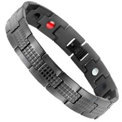 ***COI Titanium Black/Gold Tone/Silver Bracelet With Steel Clasp(Length: 8.46 inches)-00709AA