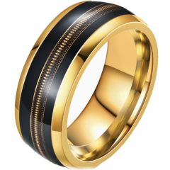 ***COI Gold Tone Titanium Black Ceramic Wire Ring-00717AA